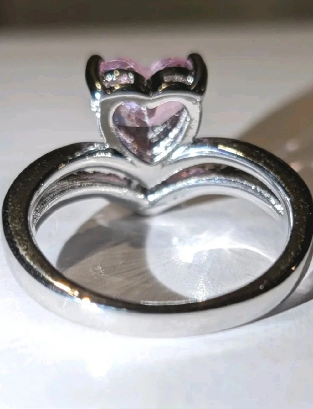 Lab-Created Pink Sapphire 3Ct Heart Cut Women Engagement Ring White Gold Plated